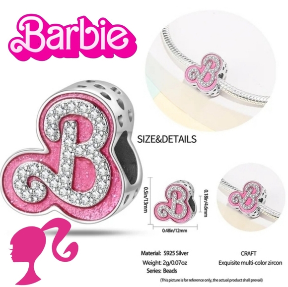 BOGO! Bundle to get the discount Brand New 925 Sterling Silver Barbie "B" Charm - Picture 1 of 2